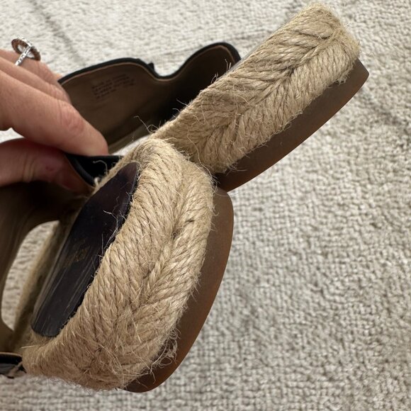 Michael Kors Hawn Maritime Navy Blue Leather Espadrille Open-Toe Slide sz 6.5 - Picture 3 of 5